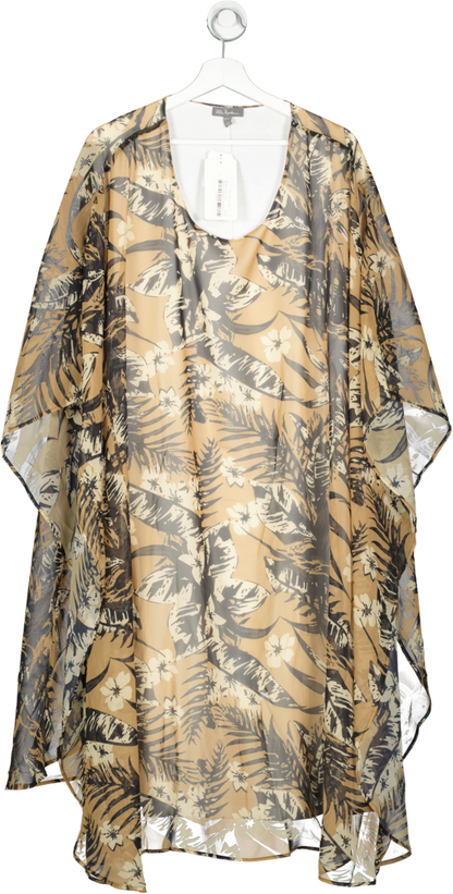 Ulla Popken Brown Exotic Floral Chiffon layer Tunic Dress UK XL