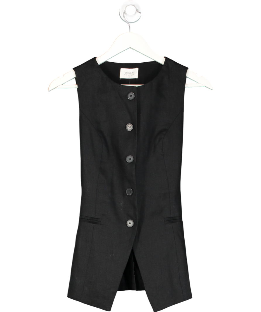 DISSH Alessia Black Linen Vest UK 6