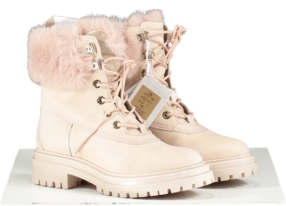Geox Antique Rose Pink Iridea Faux Fur Trim Winter Boots Bnib UK 3 EU 36 👠