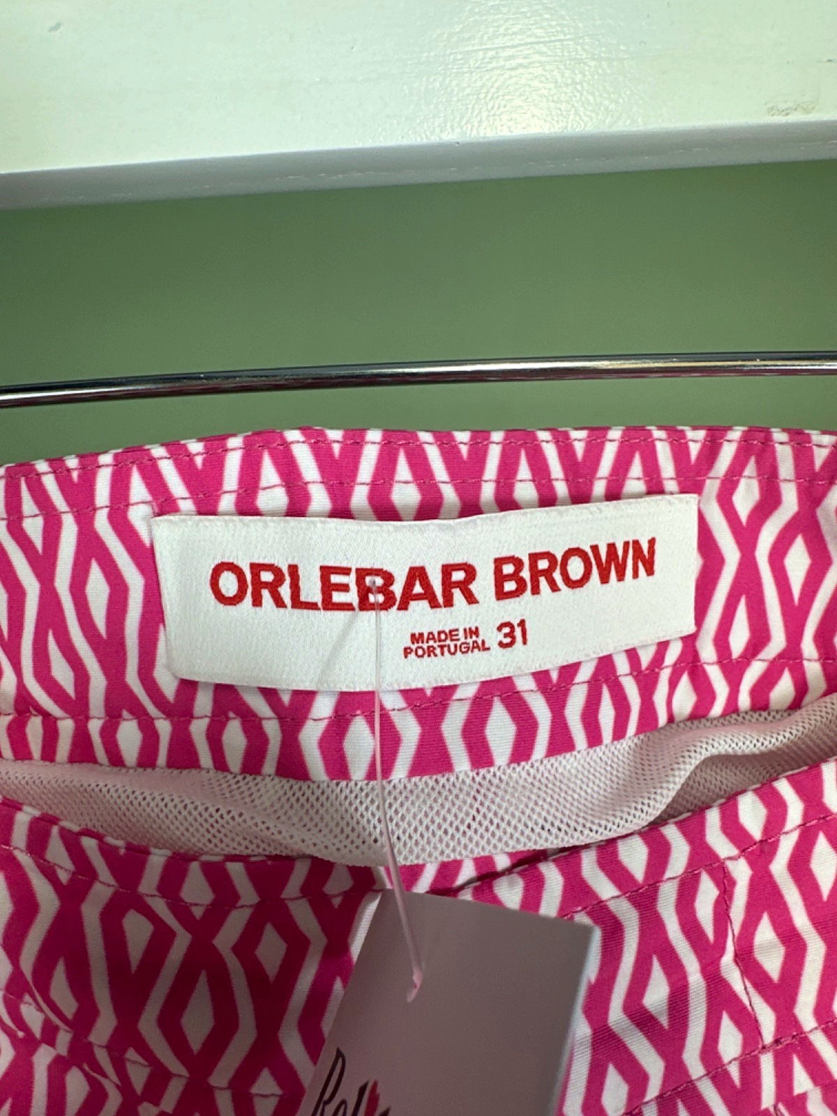 Orlebar Brown Pink Geometric Swim Shorts UK W31