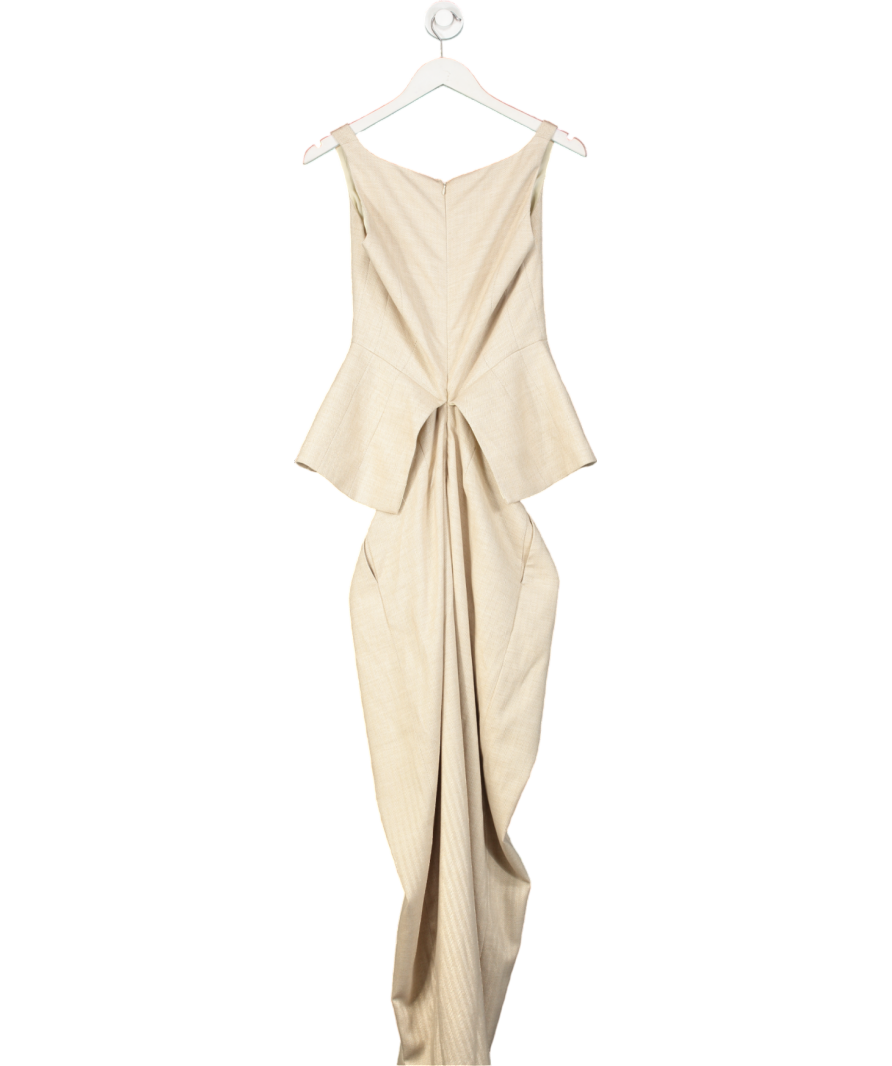 Karen Millen Beige Herringbone Wide Leg Tailored Jumpsuit UK 6