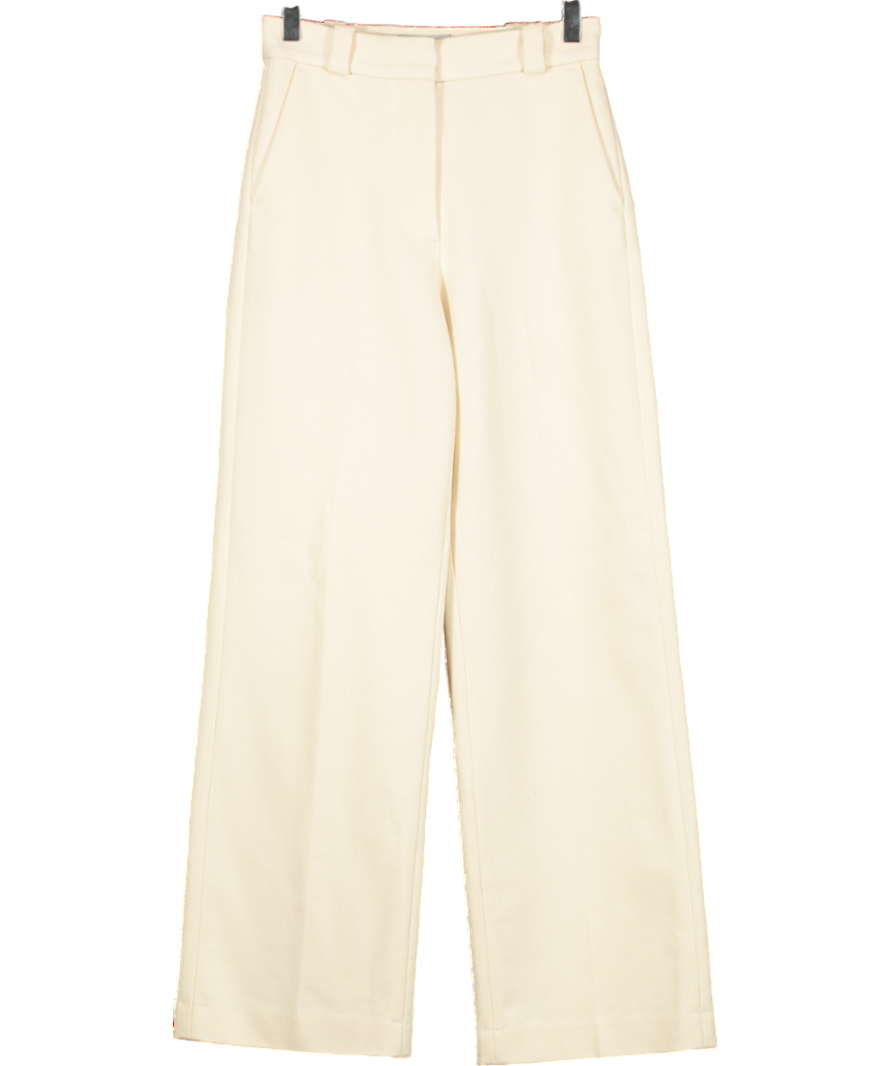 & Other Stories Cream Wide Press-crease Trousers UK 6