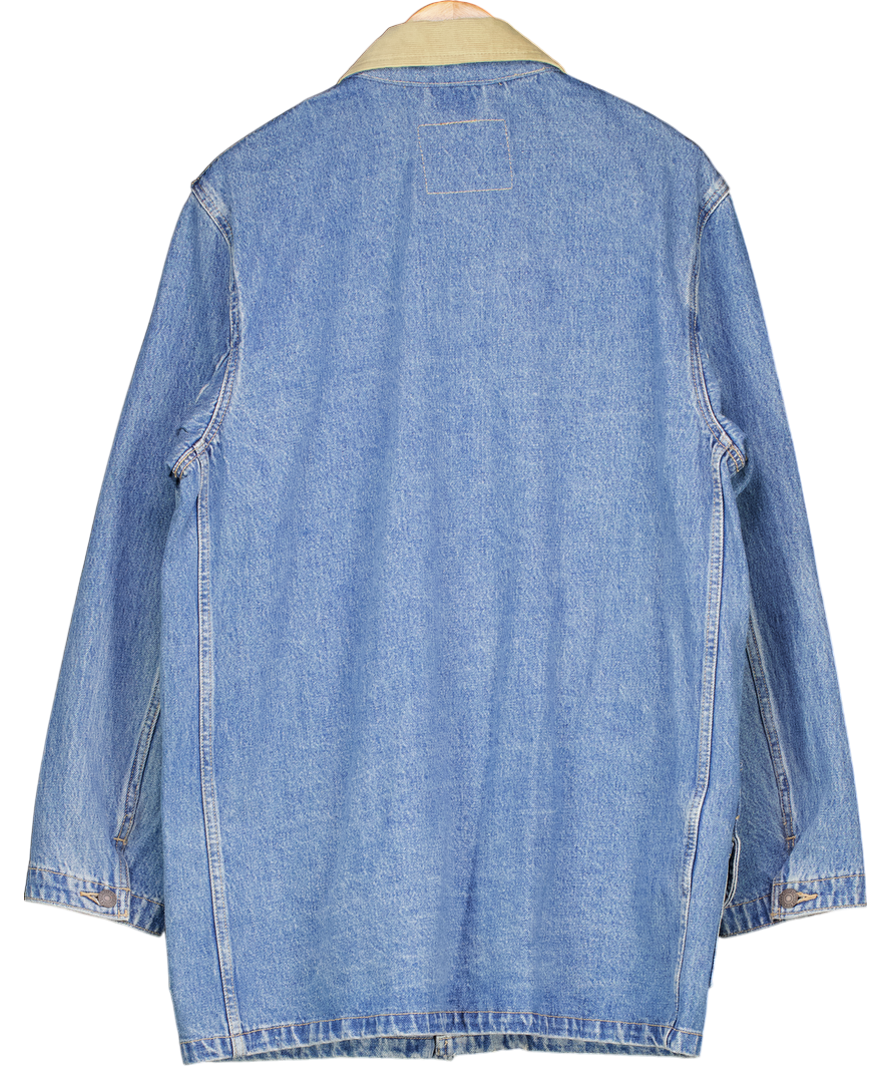 LEVI"S Blue Denim Jacket With Cord Collar UK S