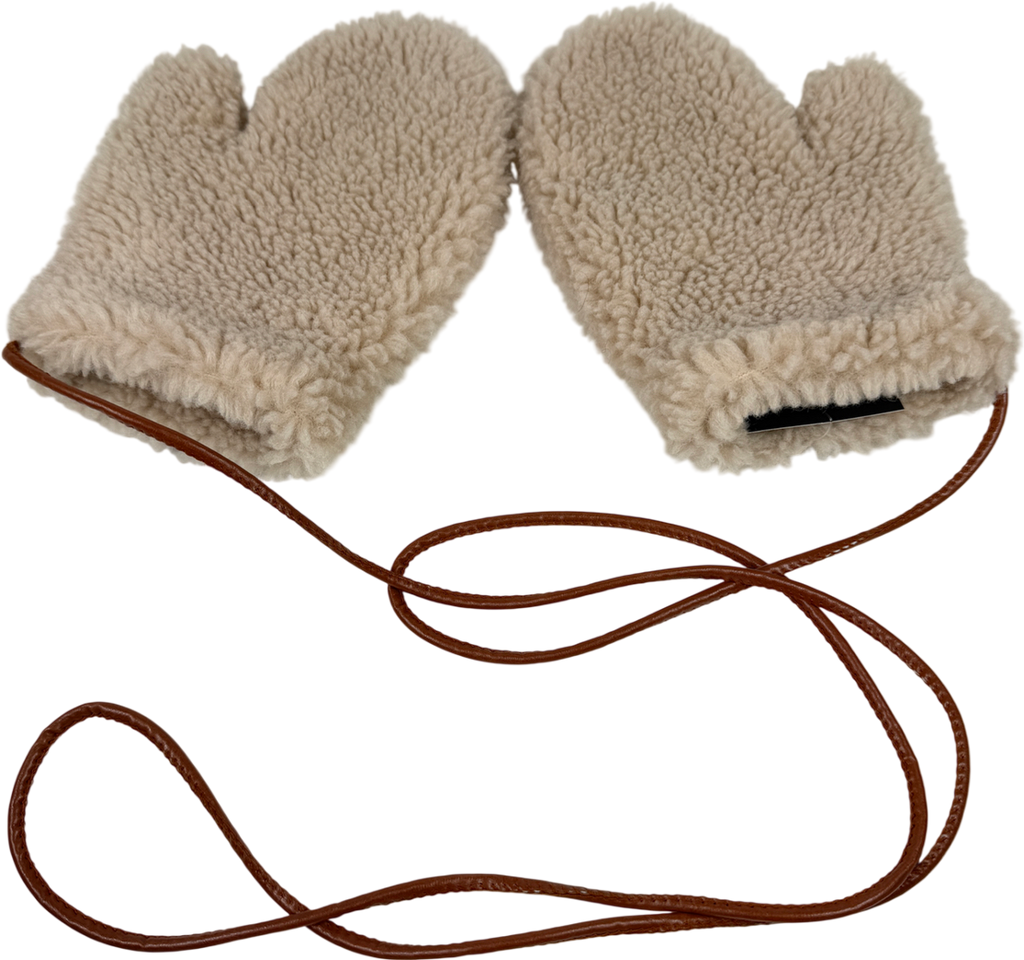 De savary Cream Shearling Mittens One Size