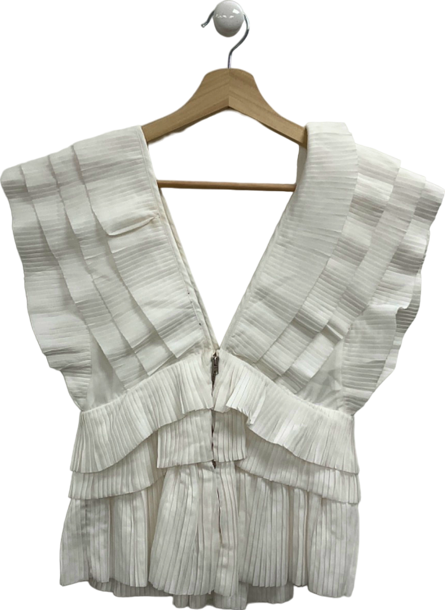 Karen Millen White Pleated VoileSleeveless Top UK 8