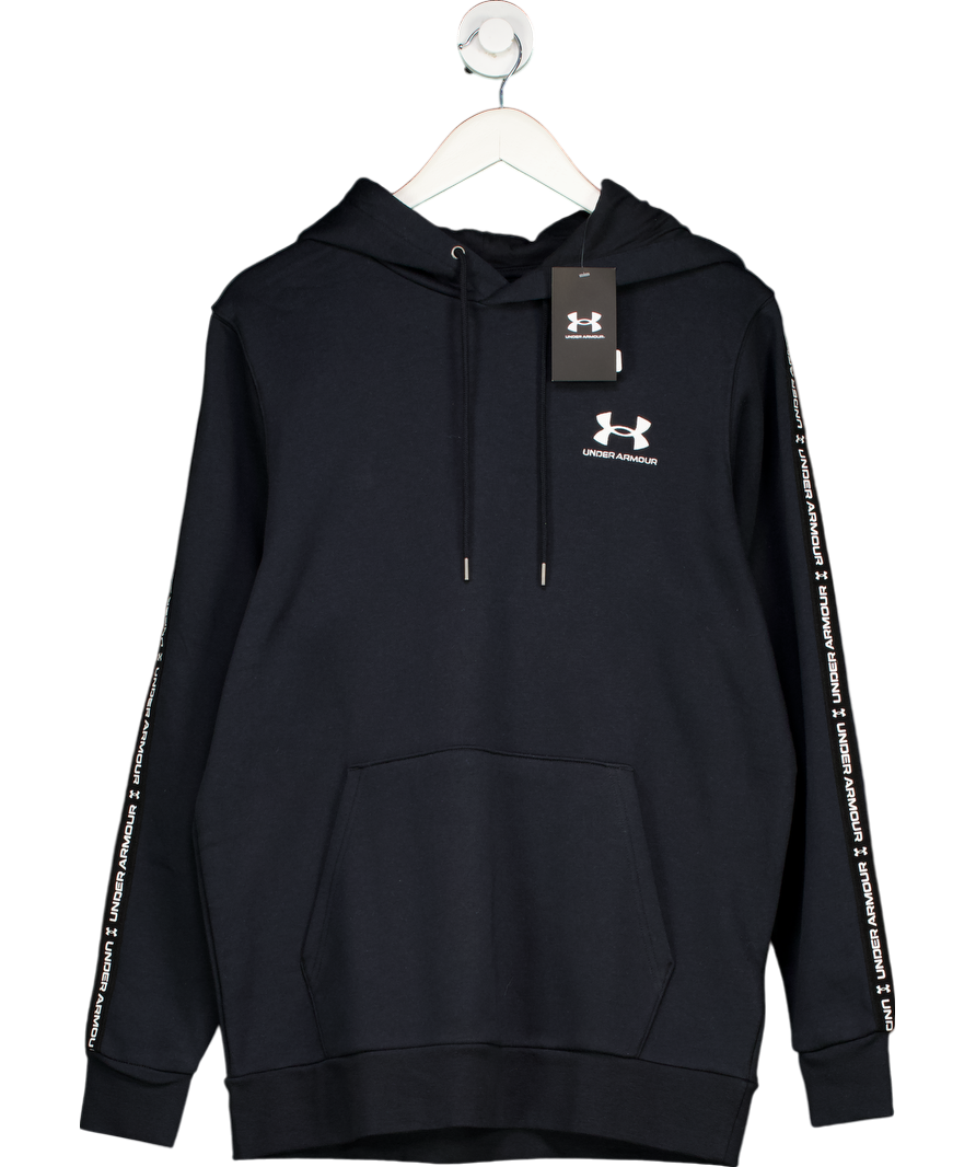 Under Armour Black Icon Fleece Taping Hoodie UK M