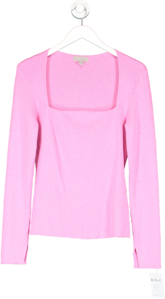 H&M Pink Square Neck Ribbed Jumper UK XL