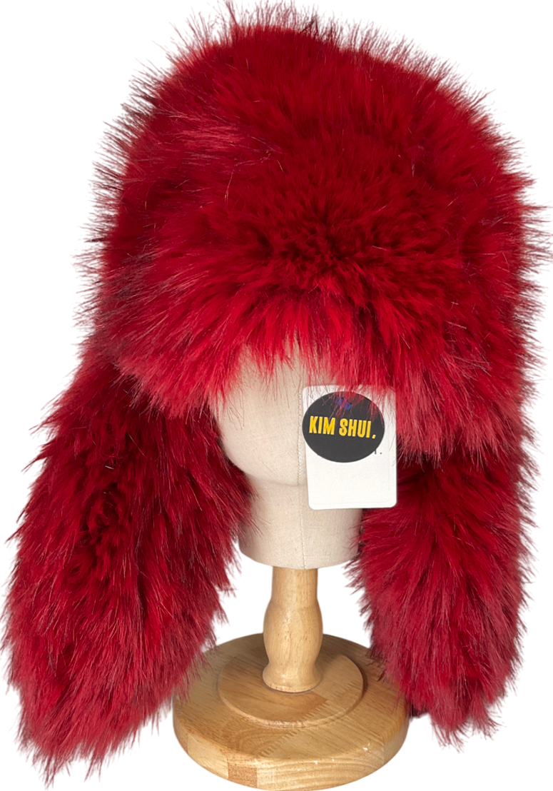 Kim Shui Oversized Faux Fur Trapper Hat In Red One Size