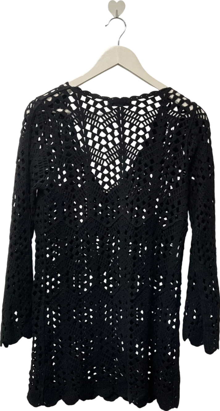 Accessorize Crochet Kaftan Black UK S