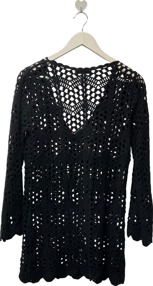 Accessorize Crochet Kaftan Black UK S