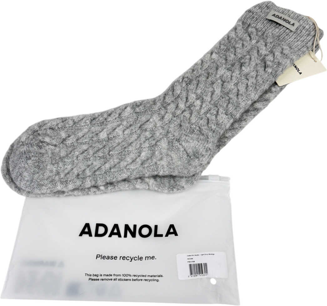 Adanola Grey Logo Ribbed Knit Socks One Size