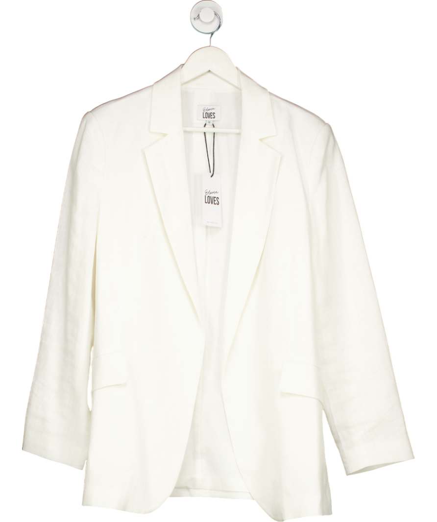 Eleven Loves White Betine 100% Linen Blazer UK 14