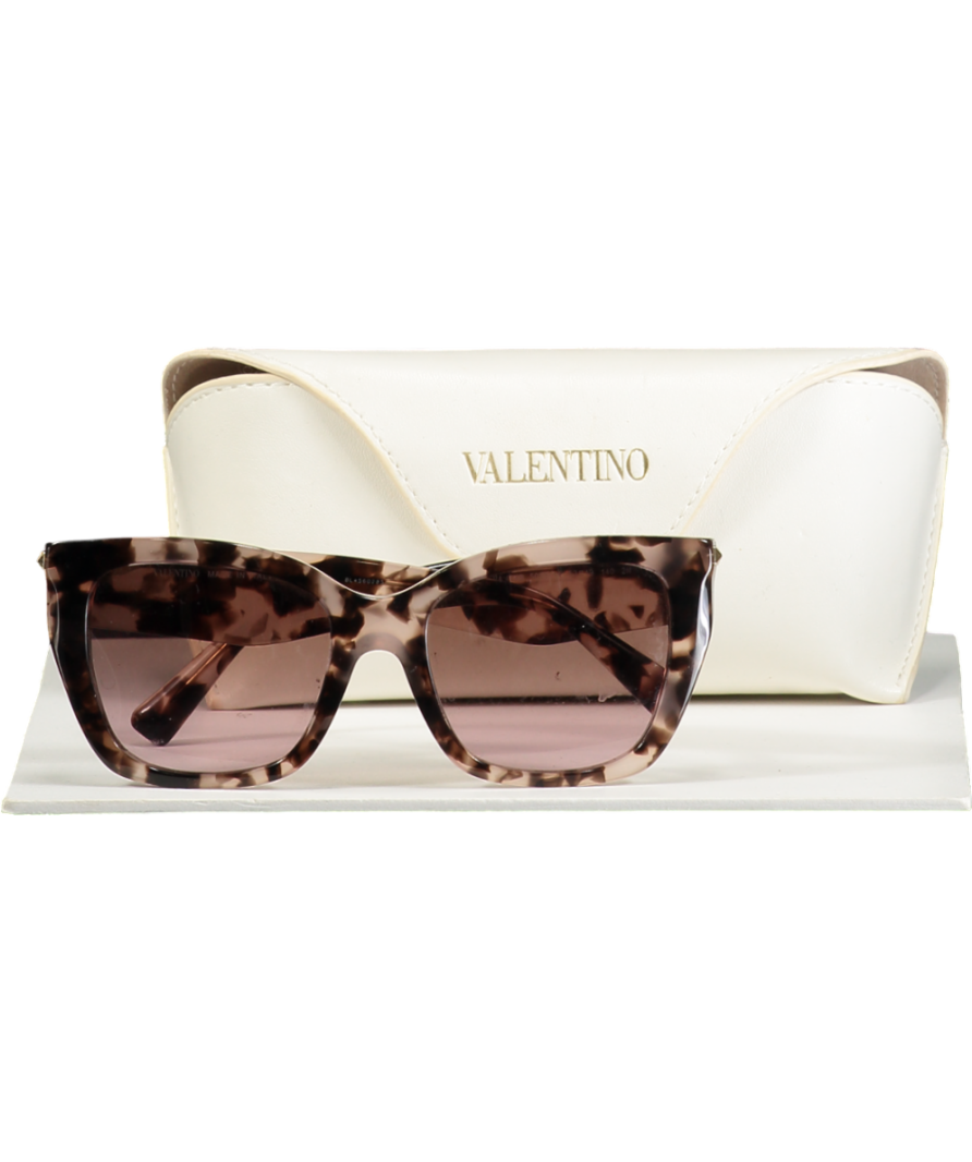Valentino Va4048 Pink Havana/gradient Brown Gold Rockstud Sunglasses In Case