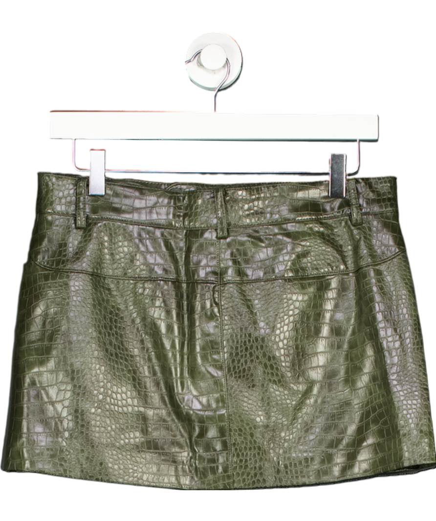 MANGO Green Animal Print Effect Mini Skirt UK 8