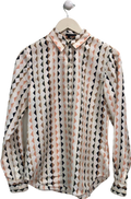 Theory Multi-Coloured Geometric Print Silk Blouse UK XS