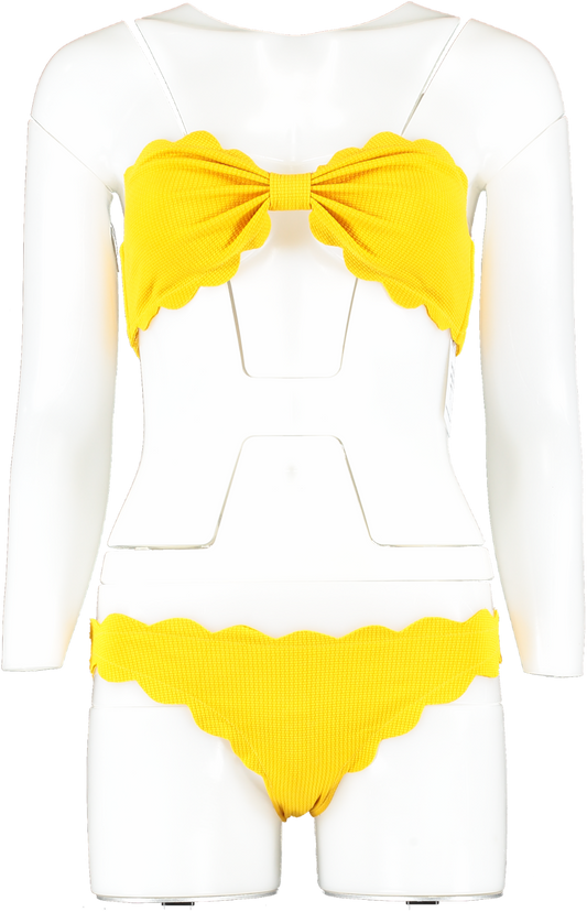 Marysia Yellow Antibes Knotted Bandeau Bikini UK M