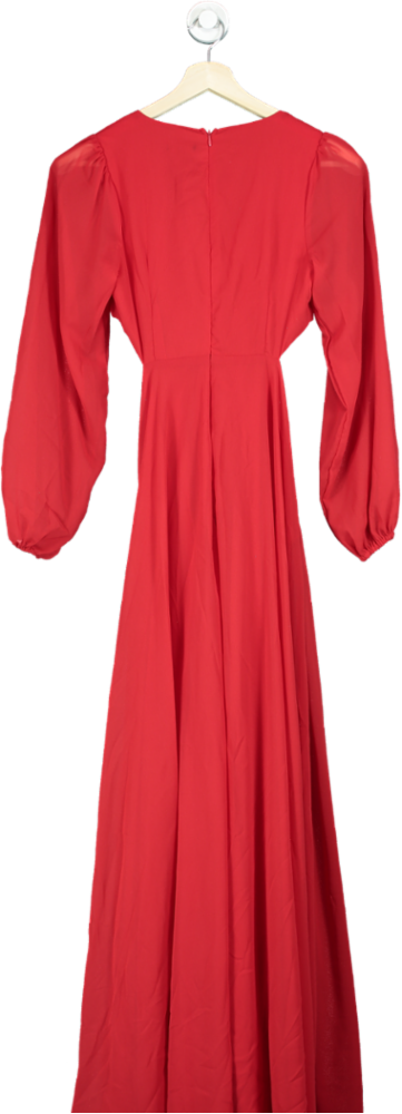 Boohoo Red Long-Sleeve Maxi Dress UK 8
