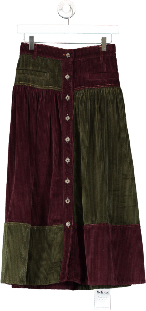 Wiggy Kit Multicoloured Corduroy Patchwork Skirt UK XS