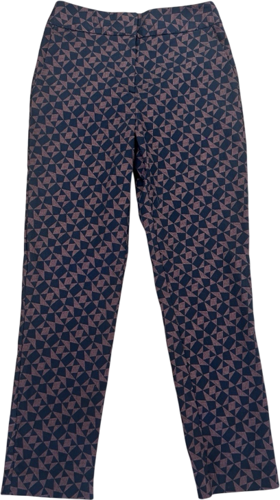 Phase Eight Brown  / Navy Geometric Jaquard Trousers UK 10