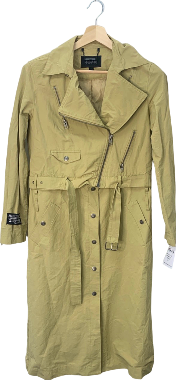 Ksubi Khaki Incognito Biker Trench Coat UK XS