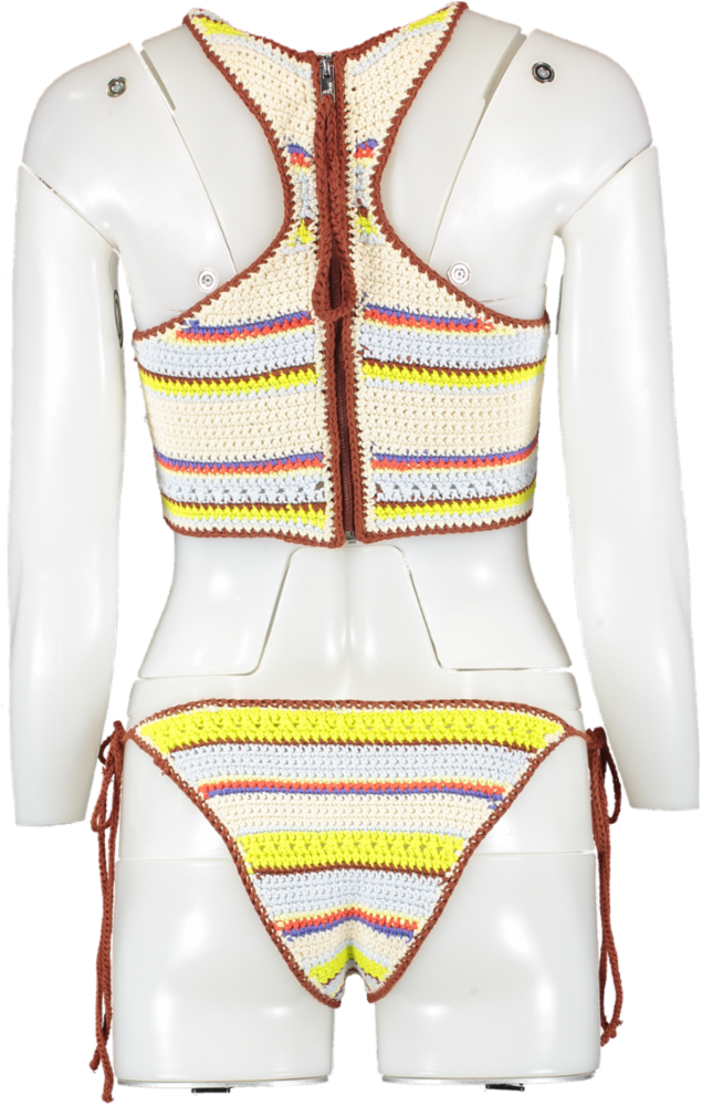 Ganni Multicoloured Crochet Bikini UK 6