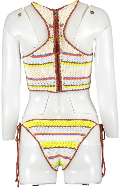 Ganni Multicoloured Crochet Bikini UK 6