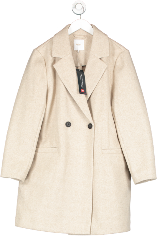 Cotton Traders Beige Classic Double Breasted Coat UK 16