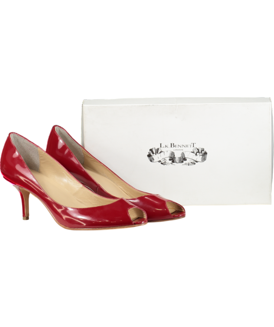 LK Bennett Red Patent Peep Toe Heeled Pumps UK 9 EU 42 👠
