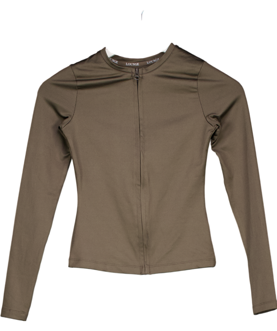 M Lounge Green Ribbed Zip Up Top UK XS