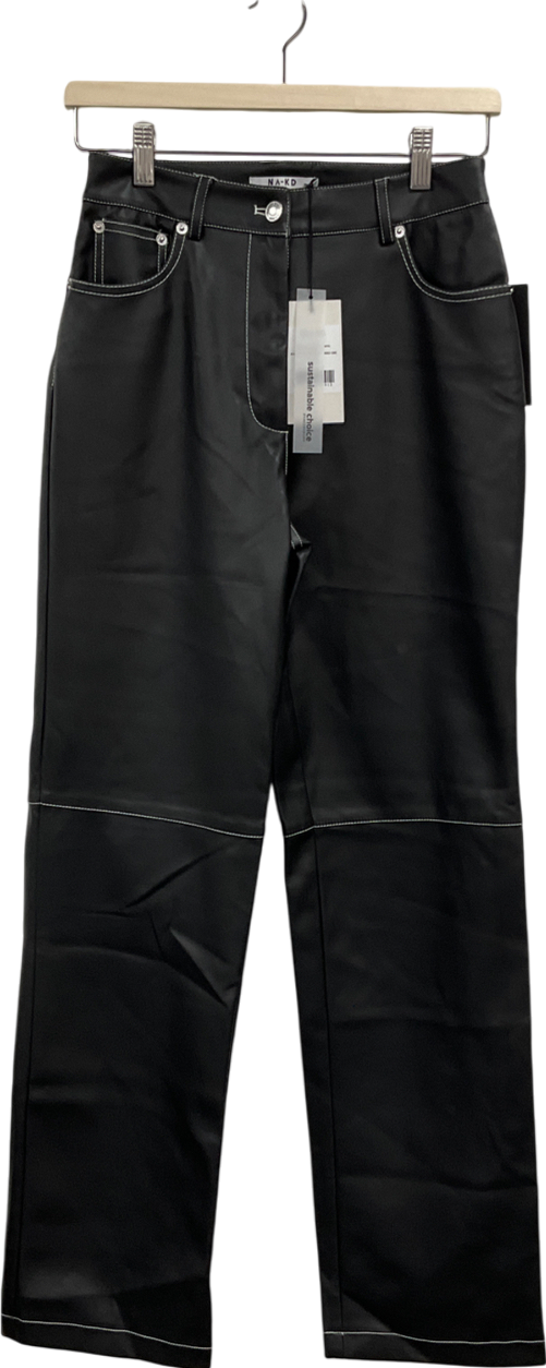 NA-KD Black Straight Fit Pu Trousers KU 8