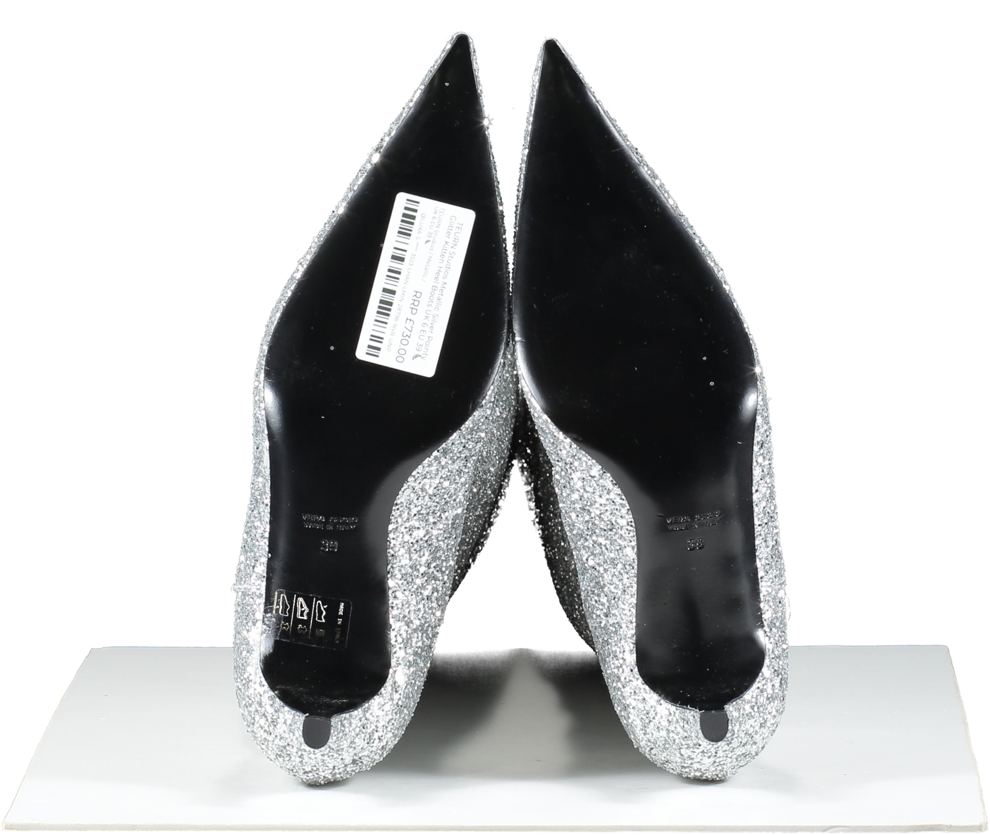 TEURN Studios  Silver Pointy Glitter  Boots UK 6 EU 39 👠