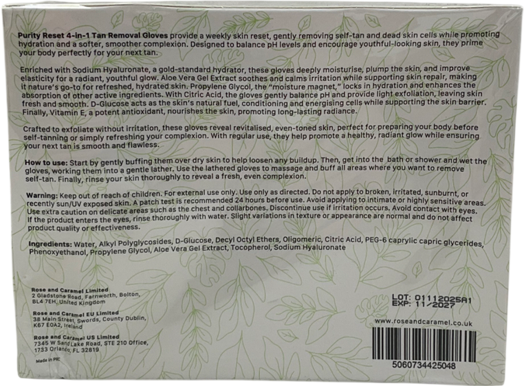 Rose caramel Purity Reset 4-in-1 Self Tan Removing Gloves One size