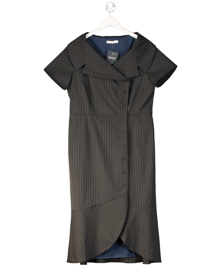 Finery Black Tailored Pinstripe Midi Dress UK 18