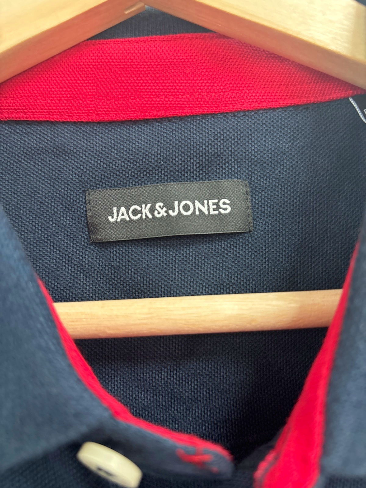 Jack & Jones Navy Logo Polo Shirt UK  L