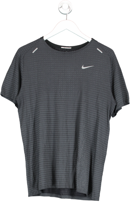 Nike Grey Tech Knit Dri Fit Short Sleeve Running Top UK L