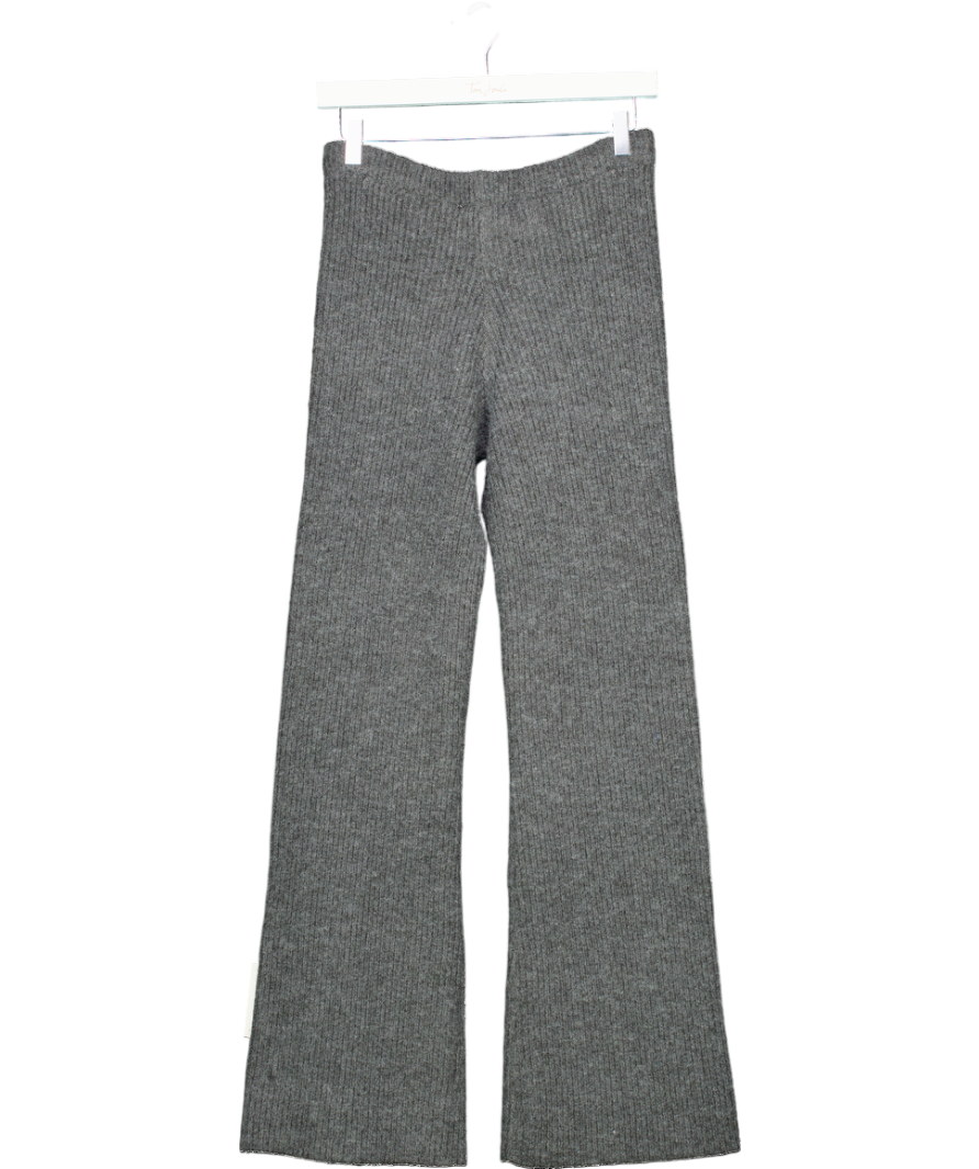 PRETTY LAVISH Charcoal Grey Beautrix Rib  Knit Straight Leg Trousers UK XS