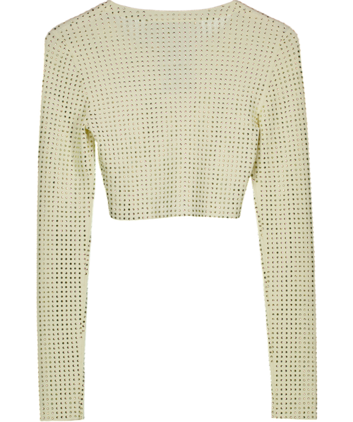 Aya Muse Cream Spara Crystal-embellished Cropped Top UK S