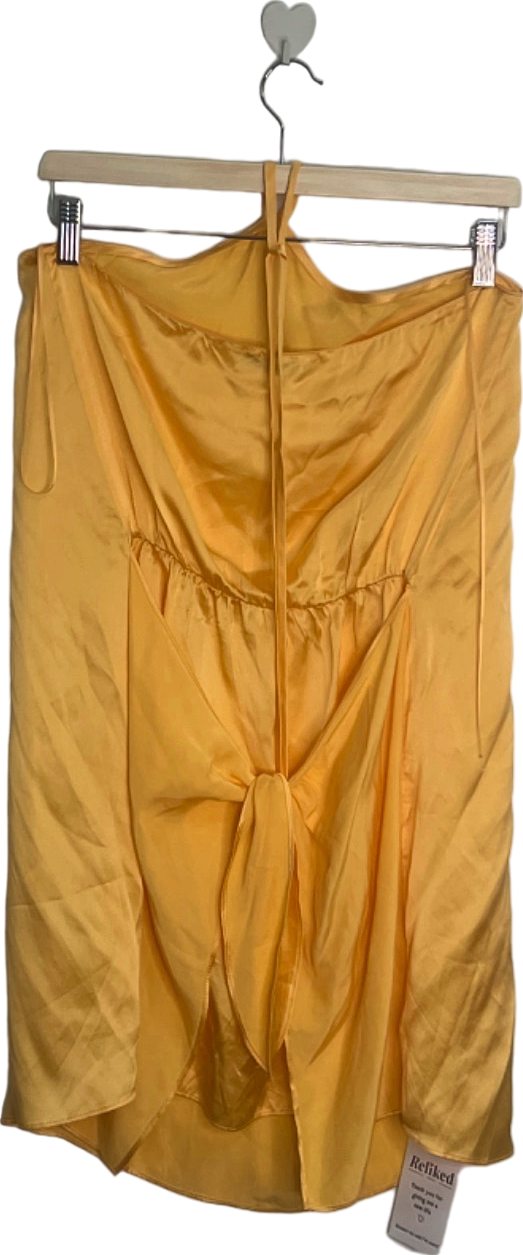 Amanda Uprichard Yellow Halter Neck Satin Dress UK 6