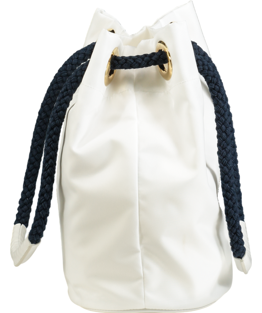 Prada Mariner Re-nylon White / Baltic Blue Small Triangle Logo Bucket Bag