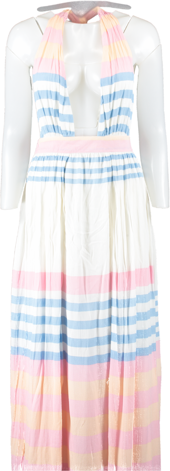 Mara Hoffman Multicoloured Crinkle Crepe Stripe Maxi Dress UK S