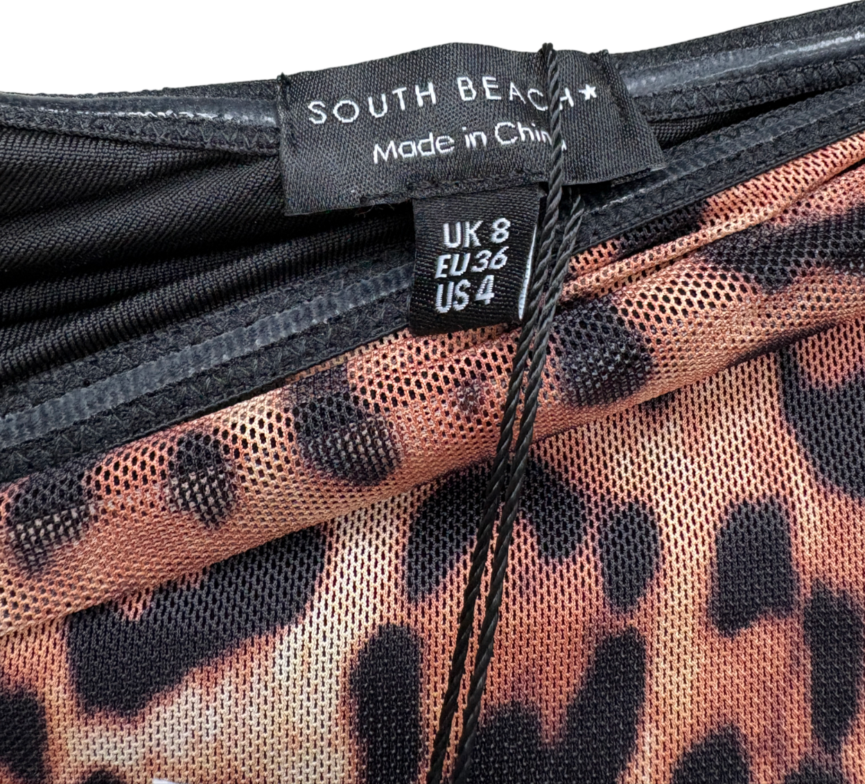 South Beach Brown Printed Mesh Strapless Maxi Dress UK 8