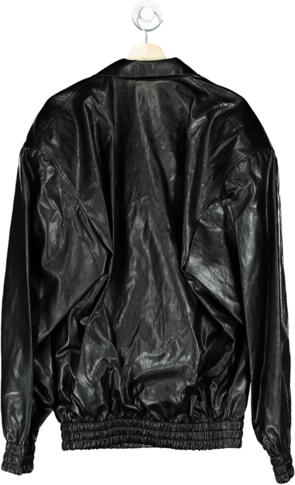 GCDS Black Faux Leather Oversize Jacket UK XL