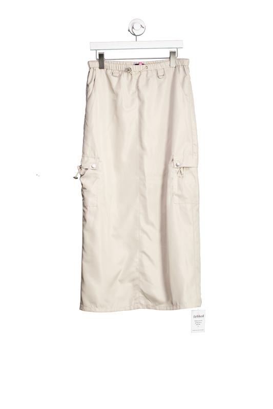 Edikted Beige Drawstring Waist Cargo Maxi Skirt UK M