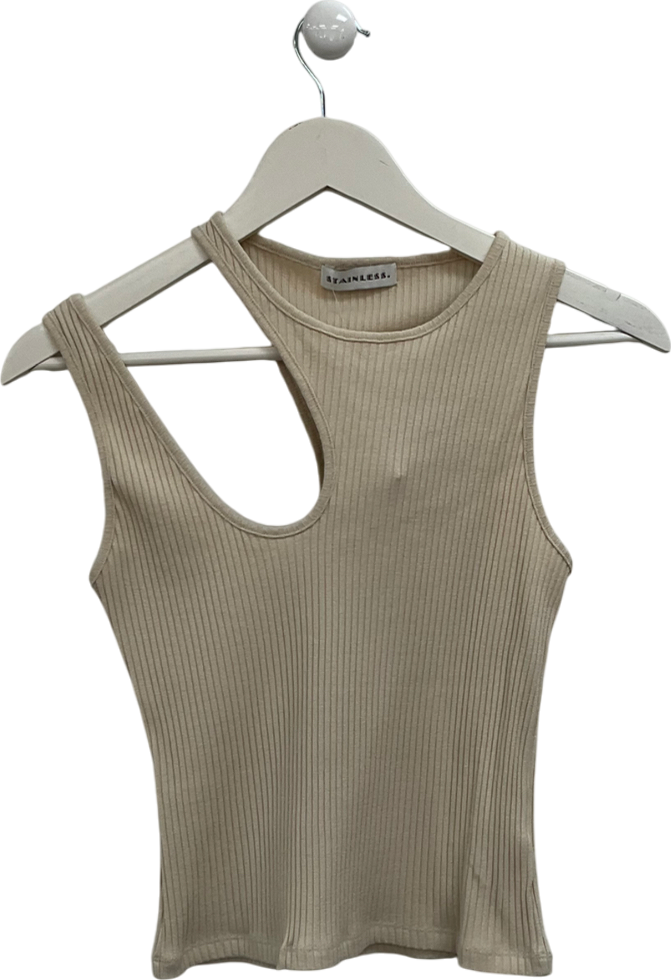 Stainless Beige Asymmetric Top UK S