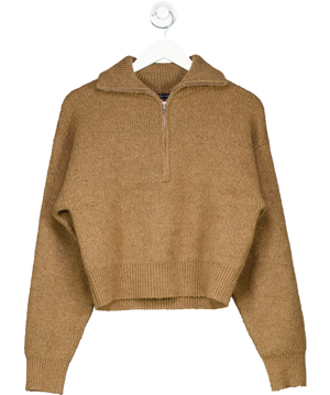 Wynn Hamlyn Brown Walter Half Zip Knitted Sweater UK S