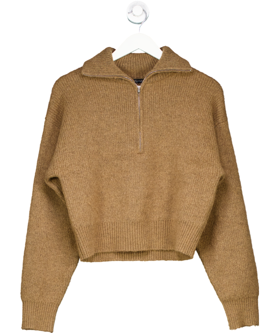 Wynn Hamlyn Brown Walter Half Zip Knitted Sweater UK S