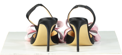 Mach & Mach Black and Pink Crystal Bow Slingback Heels EU 40 UK 7