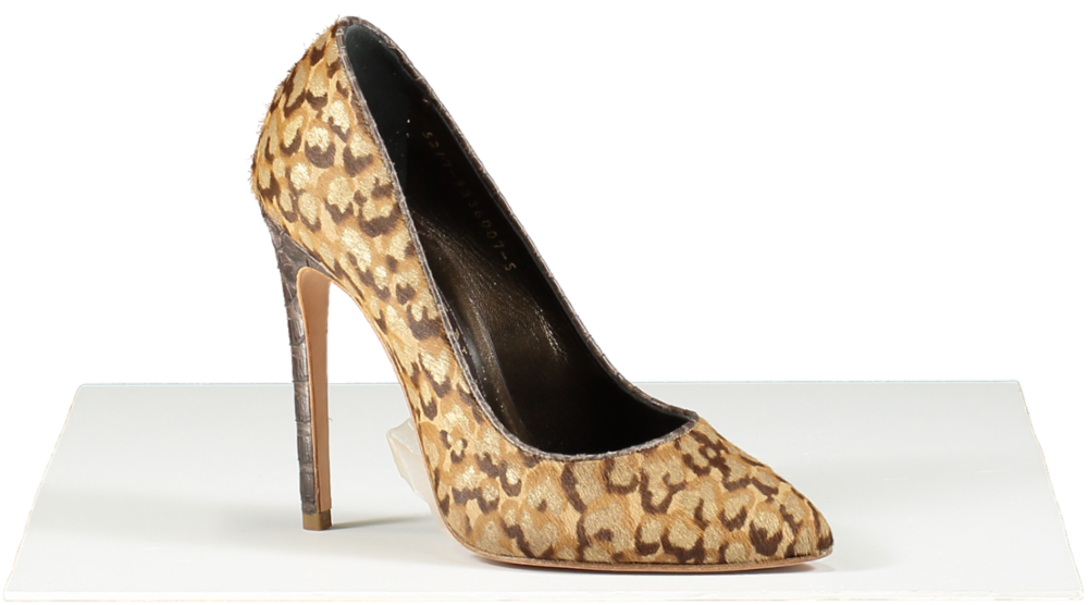 GINA Beige Pony Skin Animal Print Court Shoes UK 5 EU 38 👠