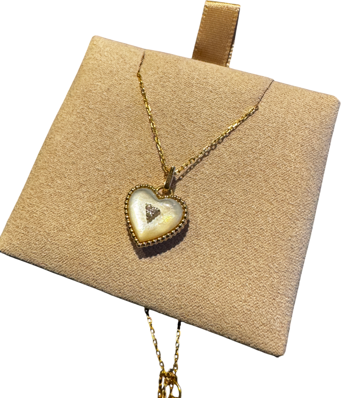 GINGIBERI 14k Solid Yellow Gold Mother Of Pearl & Lab Diamond Locket Pendant & Gold Vermail Chain
