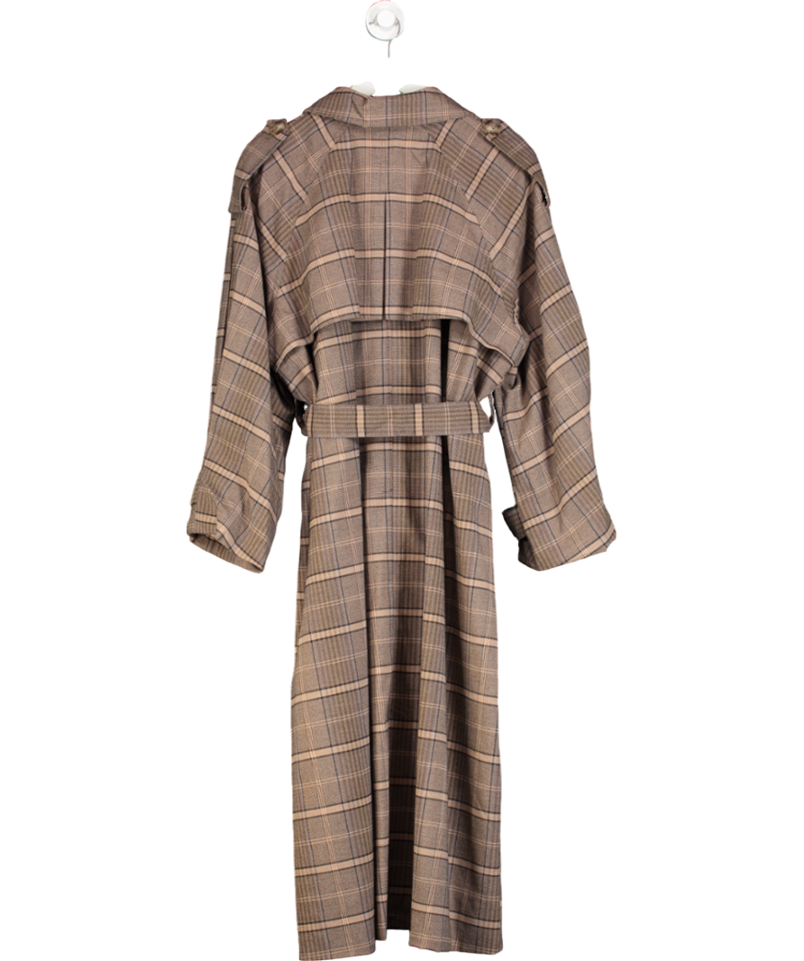 River Island Brown Check Belted Trench Coat UK L
